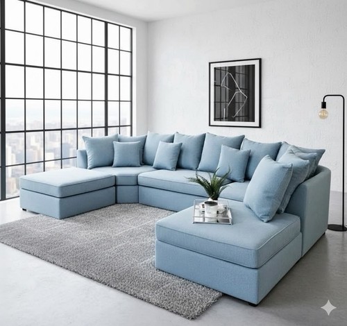 Blue fabric corner sofa - corner, with