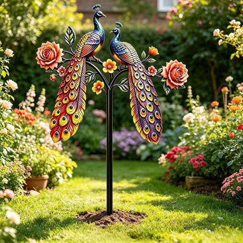 Peacock rose metal garden - &,