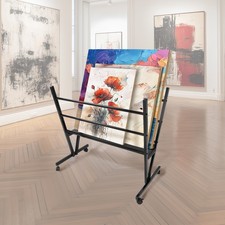 Art Storage Rack, Metal Print Rack W/ Rolling Casters Stand For Artwork, Posters