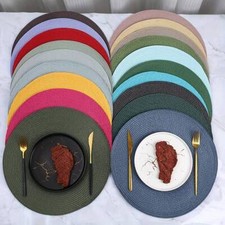 Table Place Mats Large Round Woven Mat Food Tableware Washable Dinner