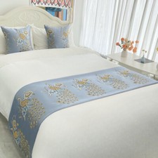 Ethnic Satin Faux Silk Bed Runner Cover Hotel Bedroom Chinese Bed Runner Decor