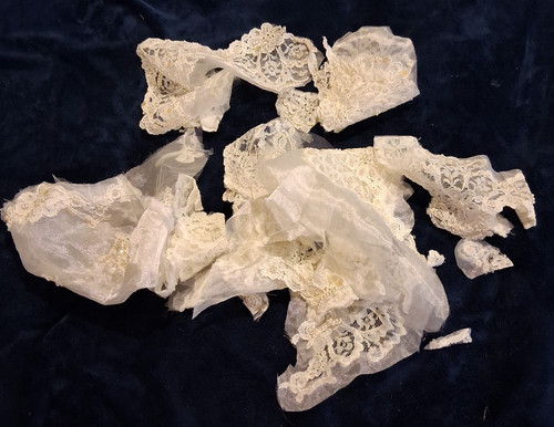 Vintage beaded lace scraps - vintage,