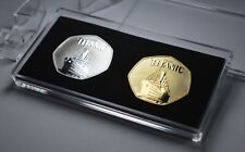 Pair of RMS TITANIC Commemoratives in 50p Coin Display Case. Ocean Liner, 1912