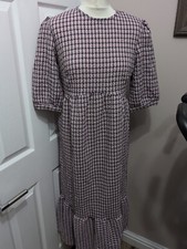 Nobody's Child Rachel Smock Midi Dress in Pink & Navy Check UK 8 RRP £55