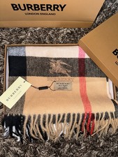 Burberry Cashmere Scarf Honey Beige Giant Nova Check 64"x12"
