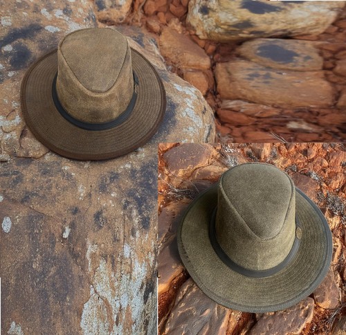 Hazy blue leather fedora style - hazy,