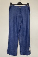 Elisa Cavaletti Daniella Dallavalle Blue Wide Leg Denim-look Trousers Linen 10