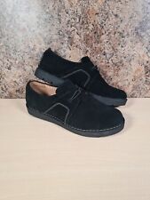 Clarks Artisan unstructured shoes black suede leather slip on flats Size UK 6