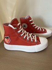 Converse UK 4 Peach 🍑 Chuck Taylor Lift Platform Women's Shoes Orange Canvas 