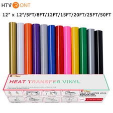HTVRONT HTV Heat Transfer Vinyl Iron On Vinyl 12" x 5-50 FT T-Shirt for Cut