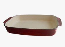 AGA Cookware Large Red Enamel Cast Iron Oven - Roasting Baking Dish Pan - 43.5cm