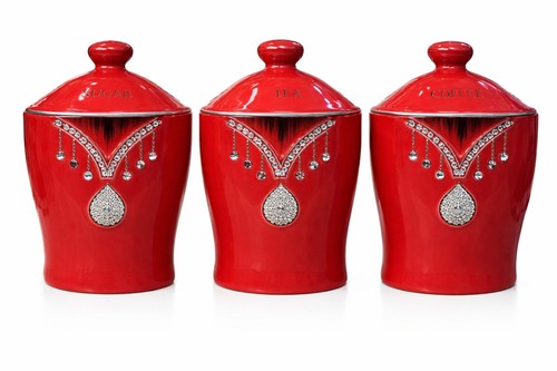Set red ceramic - set, canisters