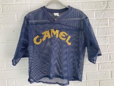 Vintage CAMEL Mesh Jersey Shirt Mens XL Cropped Boxy Blue Silkworm Made In USA