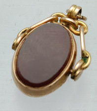 Antique Victorian 9ct Gold Bloodstone & Carnelian Fob Chester 1887
