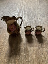 Vintage Wade Copper Gold Lustre Ceramic Jug Hand Painted 