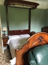 Antique Half tester Double bed Victorian With Wooden Canopy