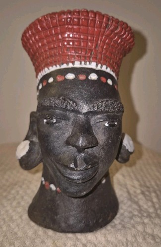Old african head figure statue - african,