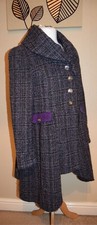 Joe Browns Sacred Spirit Tweed Coat Purple Black 12  14 Asymmetric Steampunk