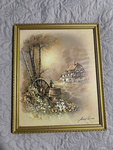 Framed vintage lithograph - framed,