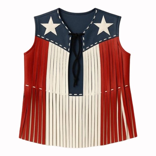 Women blue red white - blue, star