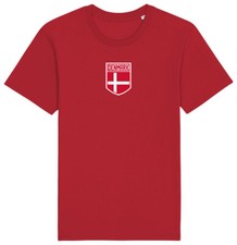 Denmark Flag Badge T-Shirt 2024, Adults Kids Baby Family, Football Euro Shipping