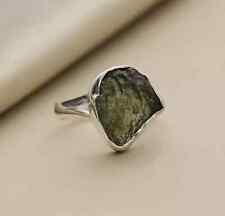 Natural Raw Moldavite Ring Solid 925 Sterling Silver Handmade Ring All Size MK*