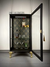 Black & Gold Art Deco Vintage Glass Display / Drinks / Gin / Cocktail Cabinet