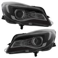 Vauxhall Insignia 2013-2017 Headlights Headlamps Halogen LED DRL Black 1 Pair