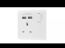 LAP 13A 1-GANG SP SWITCHED SOCKET + 2.1A 2-OUTLET TYPE A USB CHARGER WHITE