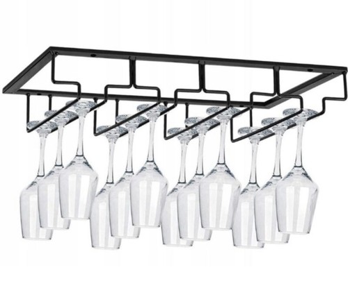 Black metal wine glass rack - glass,