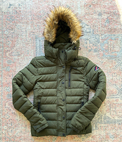 Superdry green hooded quilted - green,