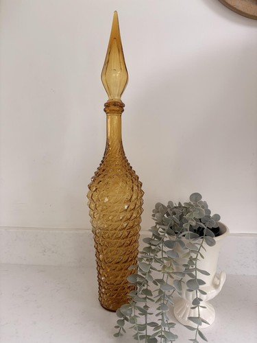 Amber glass genie bottle - amber,