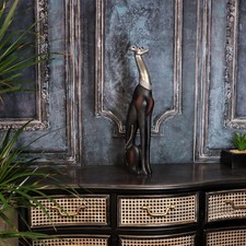 50cm Elegant Tall Slim Whippet Dog Statue Greyhound Silver Ornament Dog Lovers