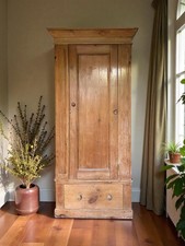 Antique Victorian Stripped Pine Hall Storage Larder Linen Cupboard Wardrobe