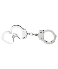 Heavy Duty Silver Chain Handcuffs Police Quick Cuffs 2 Keys Stainless steel