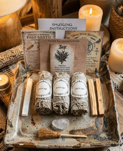 White sage smudging set - white,