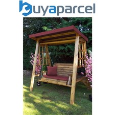 Charles Taylor Wooden Dorset 2 Seater Swing Seat Chair Bench Red Cushion Cover