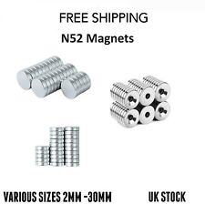 N52 Magnets Strong Strongest Multiple Size 2-30mm DIY Craft Fridge Disc Magnet