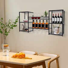 Wine Rack Wall-Mount Wine Glass Holder Bar Hanging Goblet Bottles Floating Shelf