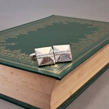 Angled square with crystal design Vintage cufflinks, stainless steel, LL-153