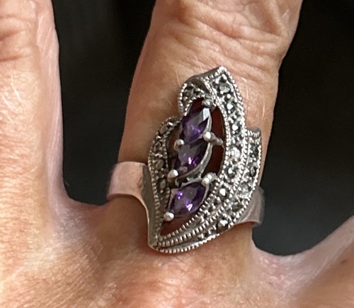 Vintage 925 silver amethyst - silver, &