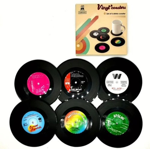Vinyl style boxed coasters - style,