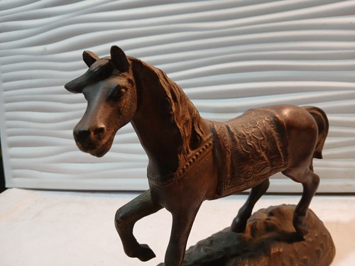 Antique spelter horse statue - spelter,