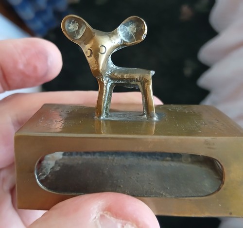 Brass plated metal matchbox - metal,