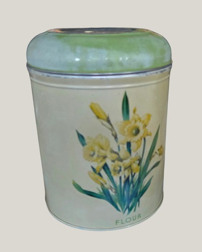 Vintage daffodil flour tin - flour, –