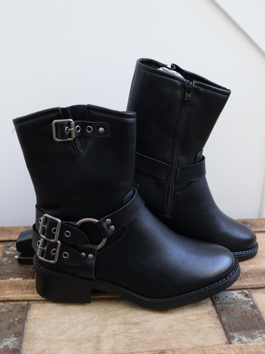 Black buckle biker boots 6 - black,