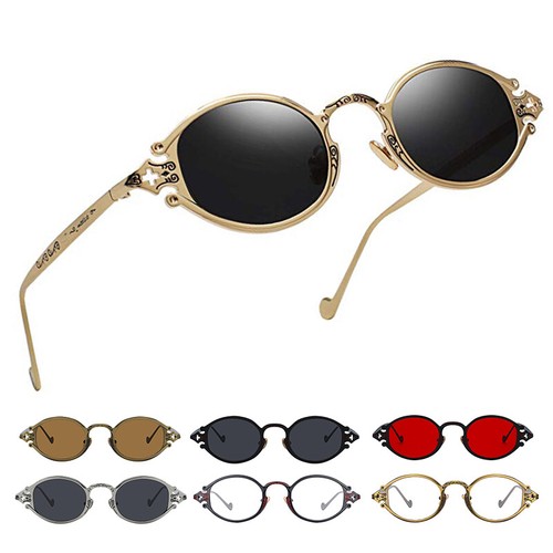Steampunk oval sunglasses - 90's,