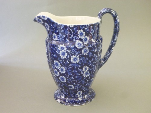 Burleigh blue calico pitcher - burleigh,