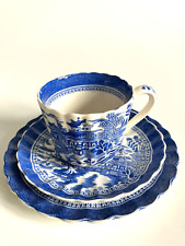 ANTIQUE SPODE CHINA BLUE & WHITE TEA TRIO CUP SAUCER PLATE MANDARIN