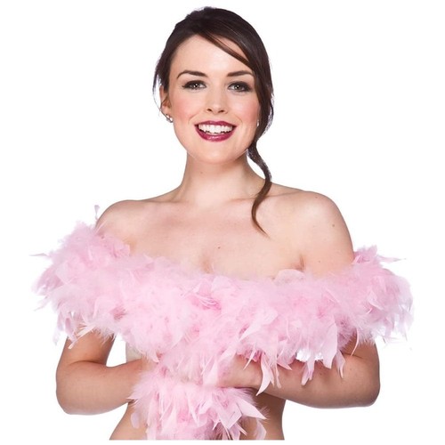 Ladies baby pink feather boa - pink,